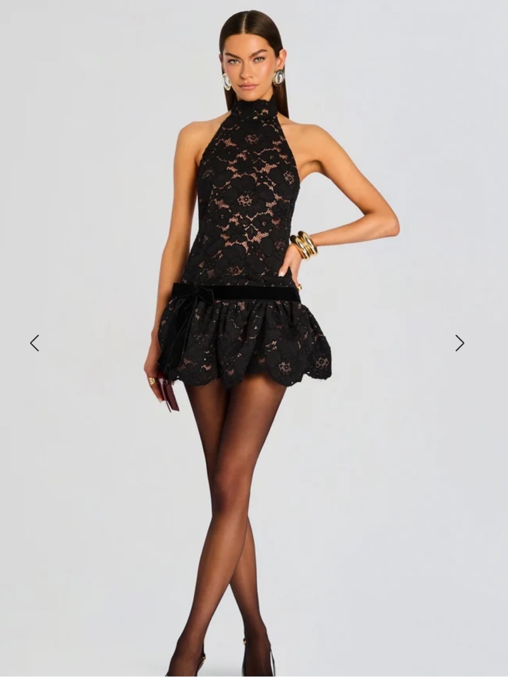 New retrofete Cicely Lace Dress in Black